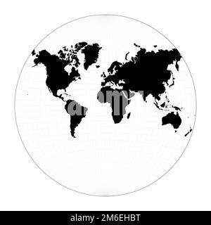 Carte du monde vectoriel. Projection Van der Grinten. Plan de la carte géographique mondiale avec des lignes de graticlue. Illustration vectorielle. Illustration de Vecteur