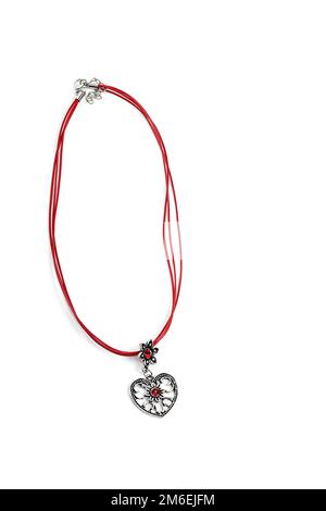 Collier à ficelle ou à corde métallique isolé sur fond blanc Banque D'Images