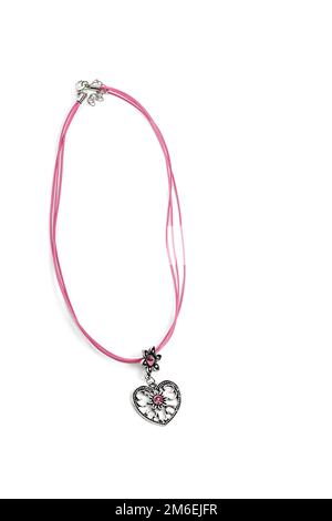 Collier à ficelle ou à corde métallique isolé sur fond blanc Banque D'Images