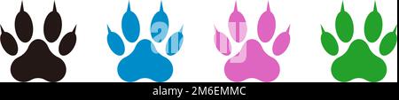 Icône Paw définie avec des griffes. Empreintes d'animaux. Chiens et chats. Vecteur modifiable. Illustration de Vecteur
