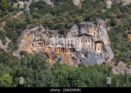 Tombes de rois de Kaunos près de Dalyan, Turquie. Banque D'Images
