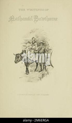 Vignette sur la page de titre gravée : première leçon d'équitation de B West Clinedinst tirée du livre « les écrits complets de Nathaniel Hawthorne. » Volume VIII de Hawthorne, Nathaniel, 1804-1864; publié [Boston et New York : Houghton, Mifflin et Company en 1900 Banque D'Images