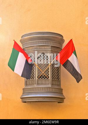 Drapeaux des Émirats arabes Unis à Dubaï Banque D'Images