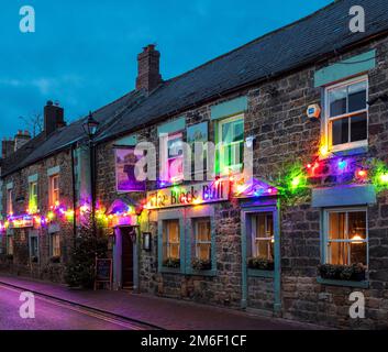 Lumières de Noël à Corbridge, Northumberland, Angleterre, Royaume-Uni Banque D'Images