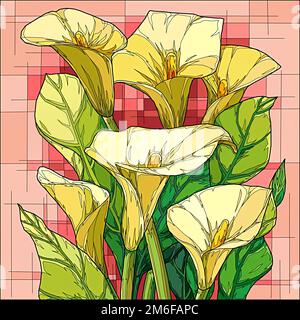 illustration de fleurs, nénuphars Banque D'Images