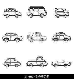 Collection d'illustrations de voitures et de camions Illustration de Vecteur