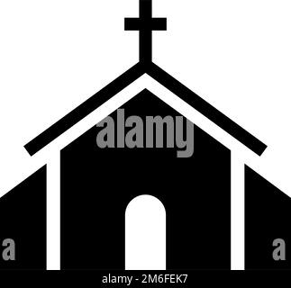 Icône de silhouette d'église. Chapelle. Chrétien. Vecteur modifiable. Illustration de Vecteur