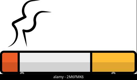 Icône de cigarette plate et fumée. Fumeurs. Vecteur modifiable. Illustration de Vecteur