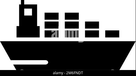 Icône de silhouette de cargo. Transport de conteneurs. Industrie du transport maritime. Vecteur modifiable. Illustration de Vecteur