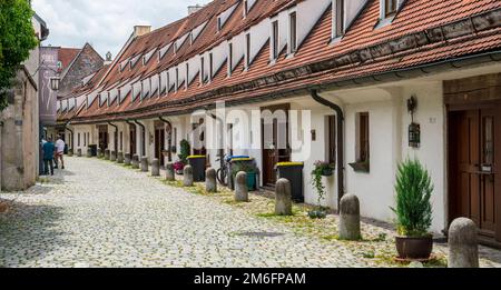 Maisons mitoyennes historiques sur la Salzgasse dans la vieille ville de Landsberg am Lech Banque D'Images