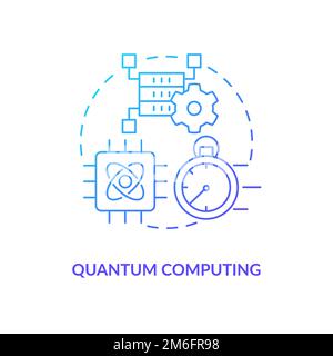 Icône de concept de gradient bleu de calcul quantique Illustration de Vecteur