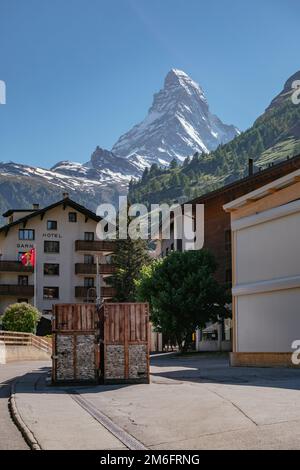 Le Mont Matterhorn Peak, vue de Zermatt Banque D'Images