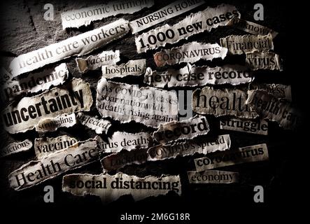 Coronavirus et l'économie de l'actualité sur fond sombre Banque D'Images