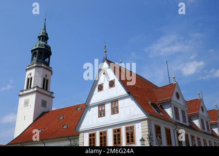 Marienkirche et la vieille mairie de celle Banque D'Images