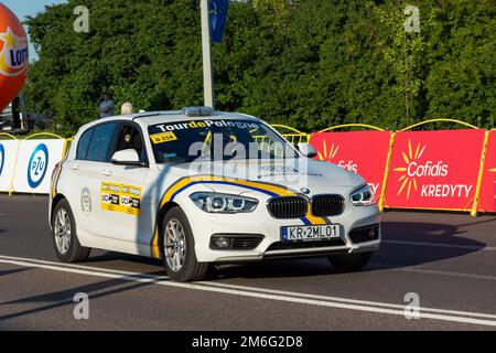 Chelm, Lubelskie, Pologne - 9 août 2021: Tour de Bologne, la voiture technique de la course Banque D'Images