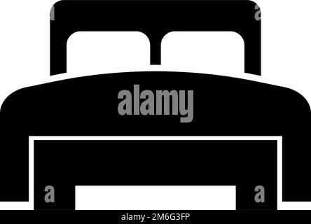 Icône de silhouette de lit double. Lit pour deux personnes. Vecteur modifiable. Illustration de Vecteur