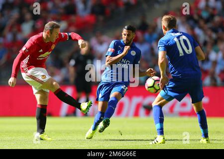 Wayne Rooney, de Manchester United, a tourné à Goal - Leicester City v Manchester United, FA Community Shield, Wembley Stadium, Londres - 7th août 2016 Banque D'Images