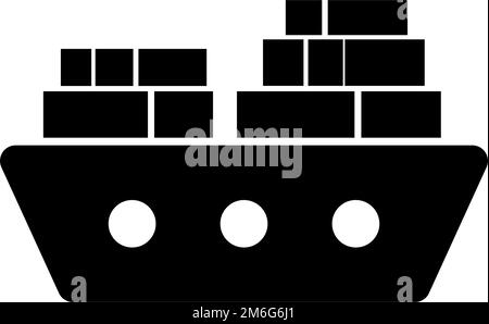 Icône de silhouette de cargo avec cargo. Transport maritime, industrie du transport maritime. Vecteur modifiable. Illustration de Vecteur