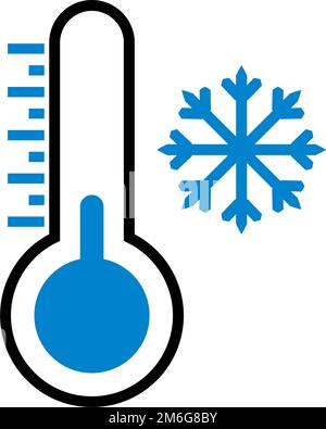 Thermomètre à sous-zéro. Thermomètre basse température et icône flocon de neige. Vecteur modifiable. Illustration de Vecteur