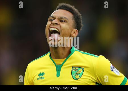 Josh Murphy, de Norwich City, célèbre après avoir marqué pour le faire 3-1 - Norwich City / Cardiff City, Sky Bet Championship, Carrow Road, Norwich - 10th septembre 2016. Banque D'Images