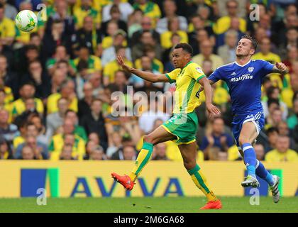 Jacob Murphy de Norwich City / Aviva LED Board - Norwich City / Cardiff City, Sky Bet Championship, Carrow Road, Norwich - 10th septembre 2016. Banque D'Images