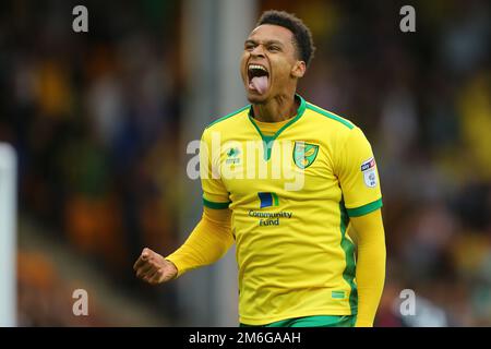 Josh Murphy, de Norwich City, célèbre après avoir marqué pour le faire 3-1 - Norwich City / Cardiff City, Sky Bet Championship, Carrow Road, Norwich - 10th septembre 2016. Banque D'Images