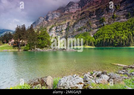 Lac Seealpsee près d'Appenzell dans les Alpes suisses, Suisse Banque D'Images