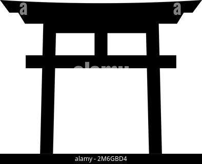 Icône de silhouette torii. Sanctuaire japonais. Vecteur modifiable. Illustration de Vecteur