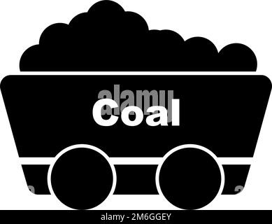 Icône de silhouette de chariot de mine de charbon. Extraction de charbon. Vecteur modifiable. Illustration de Vecteur