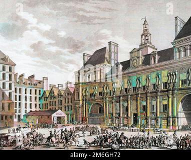 Attaque de la maison commune (Hotel de ville) le 29 juillet 1794 a Paris par les troupes de la Convention. Banque D'Images