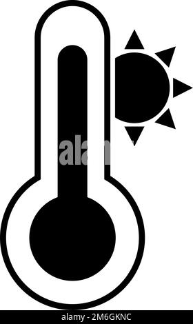 Icône de silhouette du thermomètre thermique. Thermomètre pour chaleur extrême ou milieu d'été. Thermomètre et soleil. Vecteur modifiable. Illustration de Vecteur