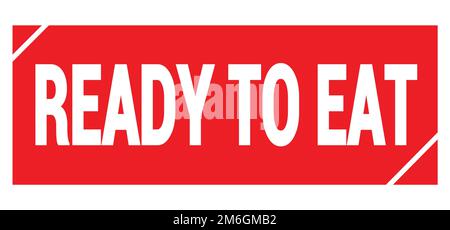 TEXTE PRÊT-À-MANGER inscrit sur le timbre rouge grungy. Banque D'Images