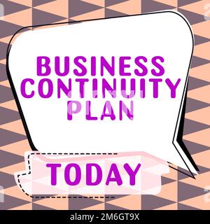 Affiche présentant le plan de continuité des activités. Mot pour créer la prévention des systèmes traiter les menaces potentielles Banque D'Images