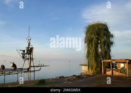 Œuvre d'art en bateau sonore à Friedrichshafen sur le lac de Constance Banque D'Images