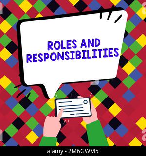 Rôles et responsabilités de l'affichage conceptuel. Photo conceptuelle fonctions commerciales et tâches professionnelles Banque D'Images