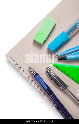 articles scolaires sur ordinateur portable Banque D'Images