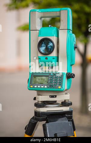 Vue sur un théodolite close up Banque D'Images
