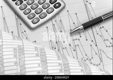 Calcul avec graphique et finances Banque D'Images