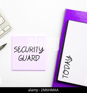 Écriture affichant le texte Security Guard. Outils d'approche métier utilisés pour gérer plusieurs applications de sécurité Banque D'Images