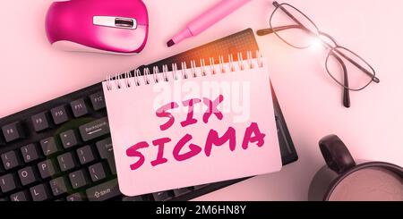 Légende de texte présentant six Sigma. Techniques de gestion de concept Internet pour améliorer les processus d'affaires Banque D'Images