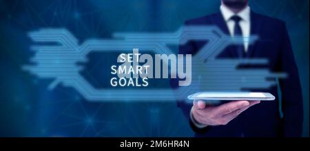 Légende conceptuelle définir des objectifs intelligents. Vitrine de l'entreprise établir des objectifs réalisables faire de bons plans d'affaires Banque D'Images