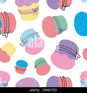 Motif de cupcakes sans couture. Motif gâteau de Pâques. Banque D'Images