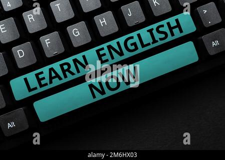 Affiche apprendre l'anglais maintenant. Approche commerciale acquérir ou acquérir des connaissances et des compétences en anglais Banque D'Images