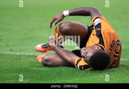 Ivan Cavaleiro de Wolverhampton Wanderers tombe blessé - Wolverhampton Wanderers contre Norwich City, Sky Bet Championship, Molineux, Wolverhampton - 1st octobre 2016. Banque D'Images