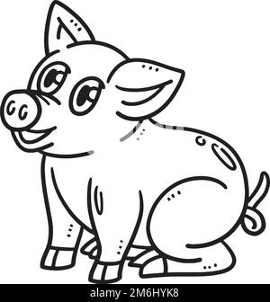 Page de coloriage isolée pour bébé cochon pour enfants Illustration de Vecteur