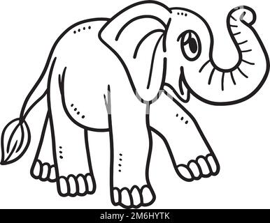 Page de coloriage isolée pour bébé éléphant pour enfants Illustration de Vecteur