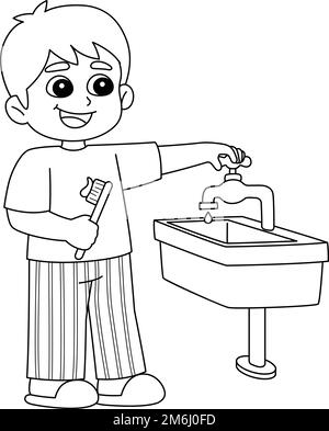 Page de coloriage isolée conservation de l'eau pour garçon Illustration de Vecteur