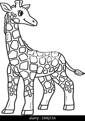 Mère Giraffe page de coloriage isolée pour enfants Illustration de Vecteur