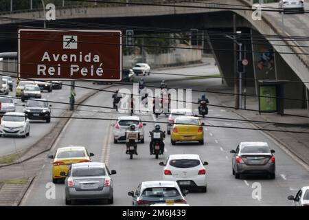 Avenue King Pelé au stade Macaranã, panneau de rue. Hommage au célèbre joueur brésilien de football Pele, Edson Arantes do Nascimento - Rio de Janeiro Brésil Banque D'Images