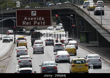 Avenue King Pelé au stade Macaranã, panneau de rue. Hommage au célèbre joueur brésilien de football Pele, Edson Arantes do Nascimento - Rio de Janeiro Brésil Banque D'Images
